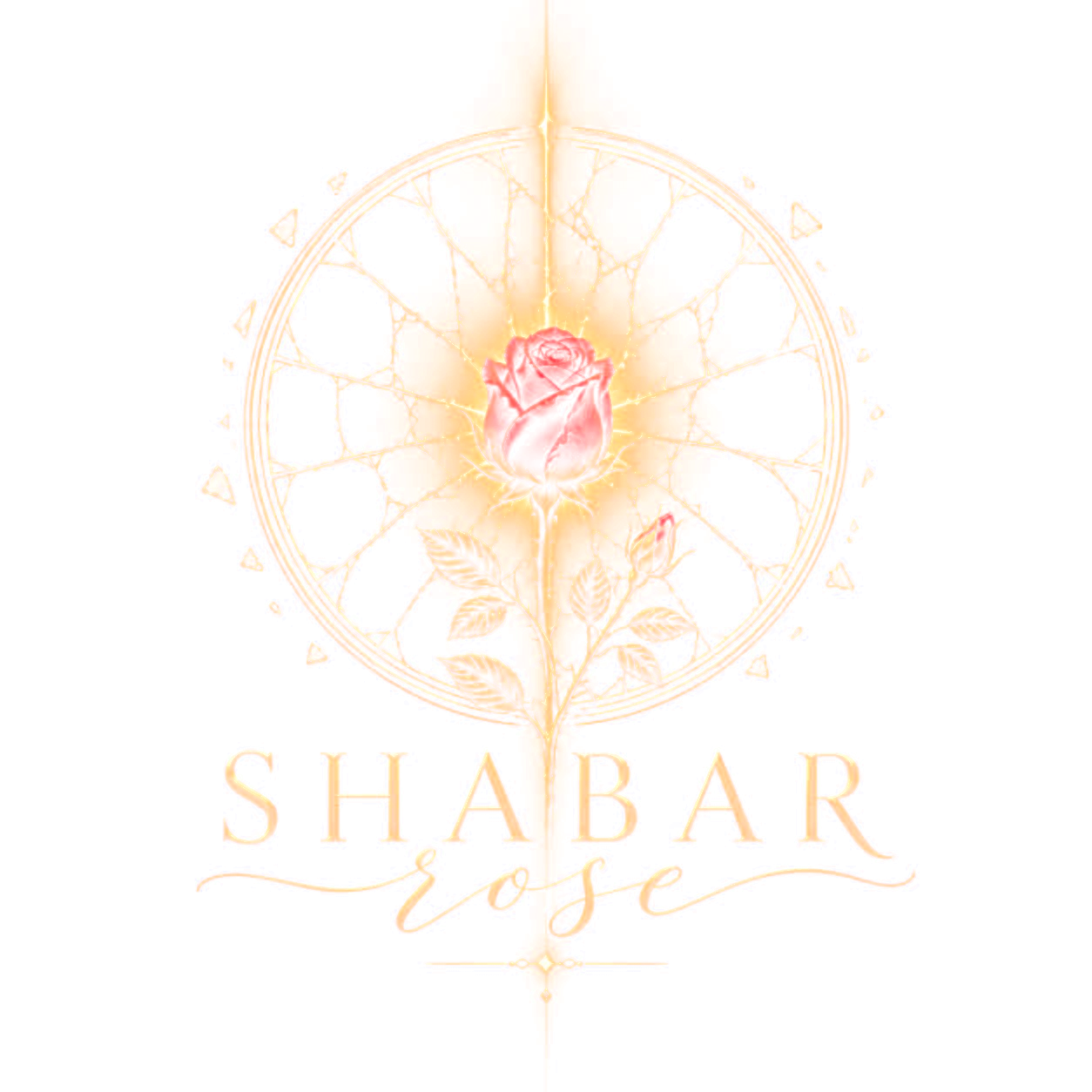 Volledig Shabar Rose logo met roos en goud